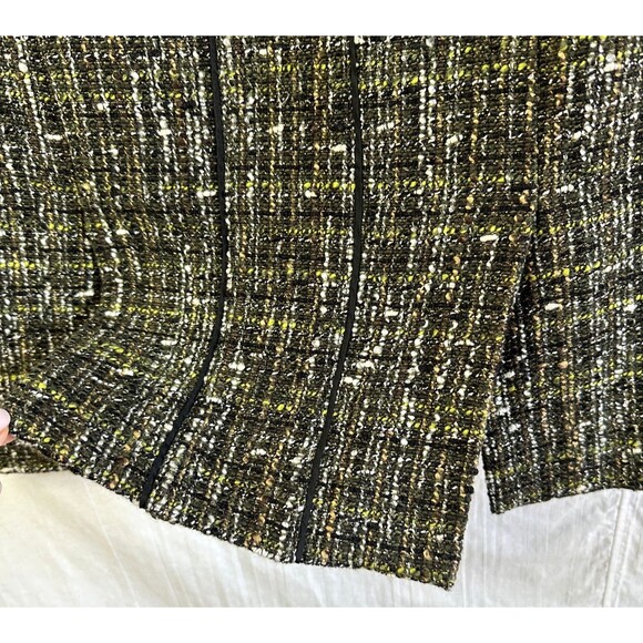 Eccoci Womens Green Black Tweed Double Slits Lined Knee-Length Pencil Skirt Sz 6 - Picture 4 of 10